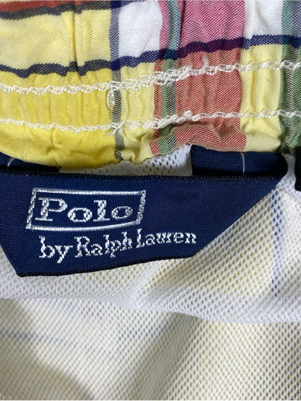 Polo by Ralph Lauren Yellow Multicolor Madras Plaid Swim Shorts Mesh Lined - Picture 3 of 11